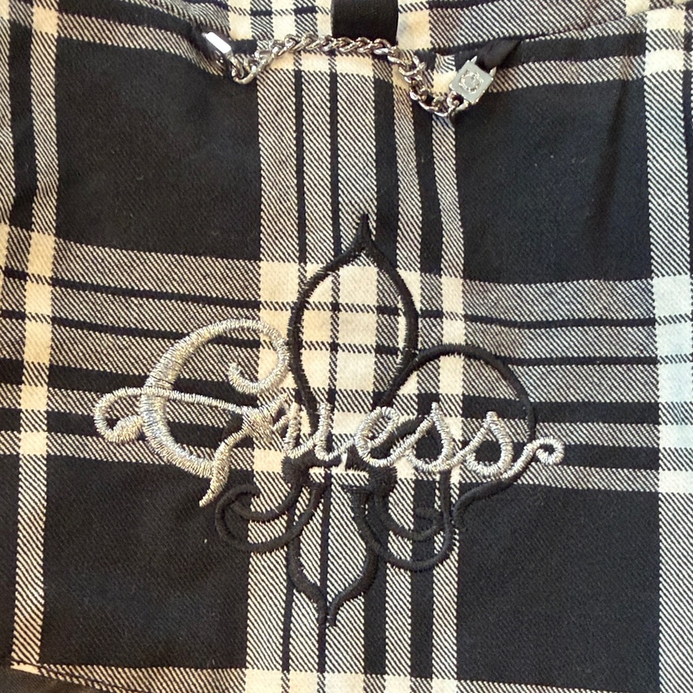 Guess Black and White Plaid Coat with Belt - Picture 5 of 8